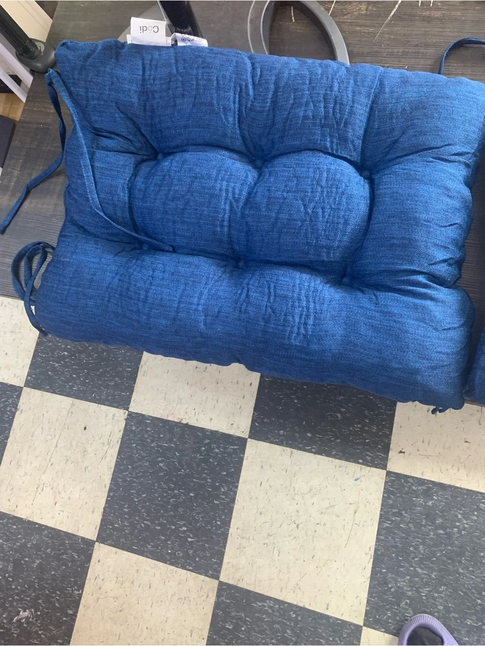 Brand New Blue Tufted Chair Cushions - Set of 2